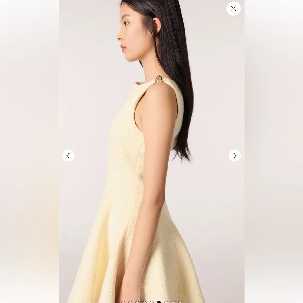 NWOT Maje Risoleil Pale Yellow Tweed Dress—No size tag - Picture 6 of 15